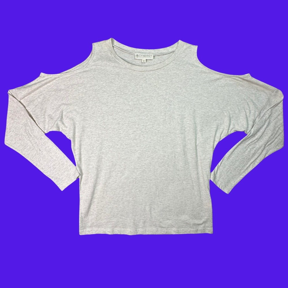 Synergy Organic Clothing Cold Shoulder Dolman Top Size S Gray Long Sleeve Cotton